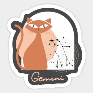 Gemini Zodiac Cat Modern Astrology Horoscope Kitty Sticker